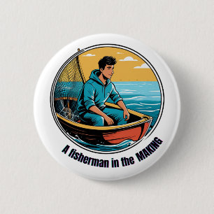 Fisherman in the making 6 cm round badge