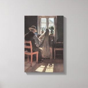 Fisherman Kræn Wollesen Mending the Net by Ancher Canvas Print