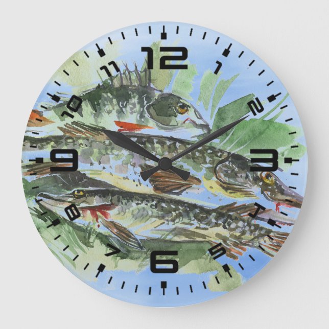 Fisherman Man Cave Cottage Acrylic Wall Clock (Front)