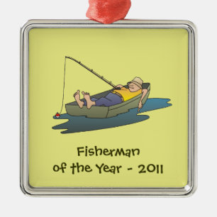 Fisherman of the Year award - lazy boat day Metal Tree Decoration