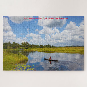 Fisherman on a lake in Guyana. Jigsaw Puzzle