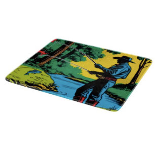 Fisherman on Riverbank  Cutting Board