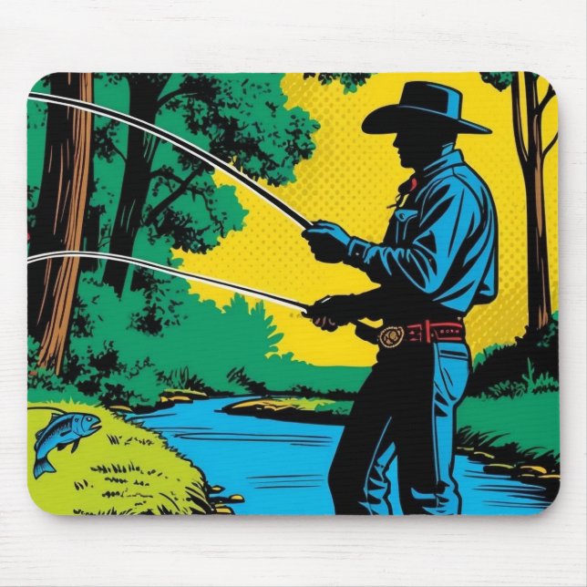 Fisherman on Riverbank  Mouse Mat (Front)