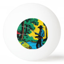 Fisherman on Riverbank  Ping Pong Ball 