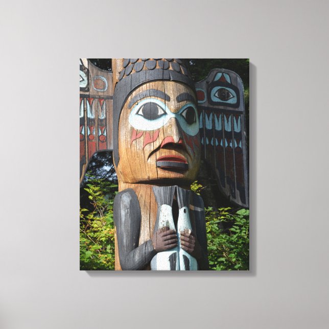 Fisherman On Totem Pole, Alaska Canvas Print (Front)