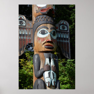 Fisherman On Totem Pole, Alaska Poster