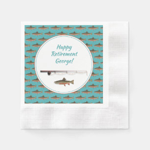 Fisherman Retirement Party Trout Fish Paper Napkin