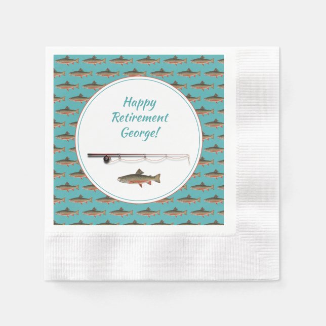 Fisherman Retirement Party Trout Fish Paper Napkin (Front)