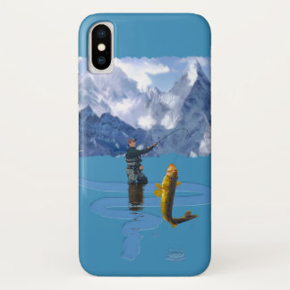 Fisherman & Rod Fishing Outdoors Design 2 iPhone X Case