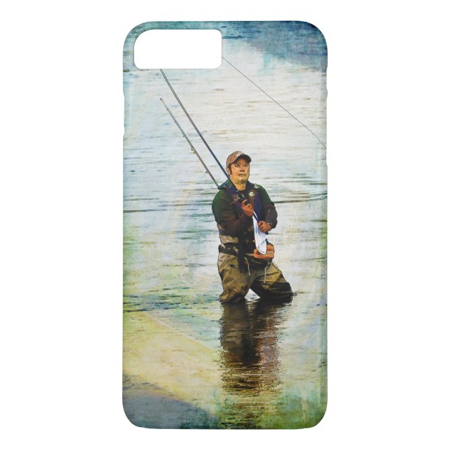 Fisherman & Rod Fishing Outdoors Design Case-Mate iPhone Case (Back)