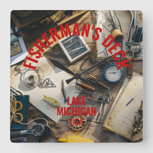 Fisherman’s Deck  Square Wall Clock