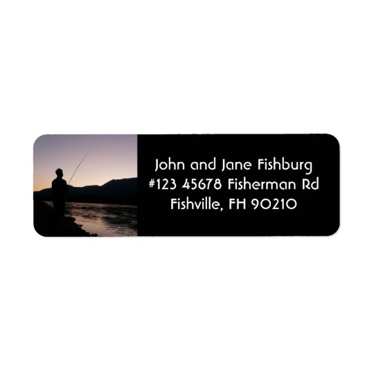 Fisherman Silhouette Fishing at Sundown Return Address Label