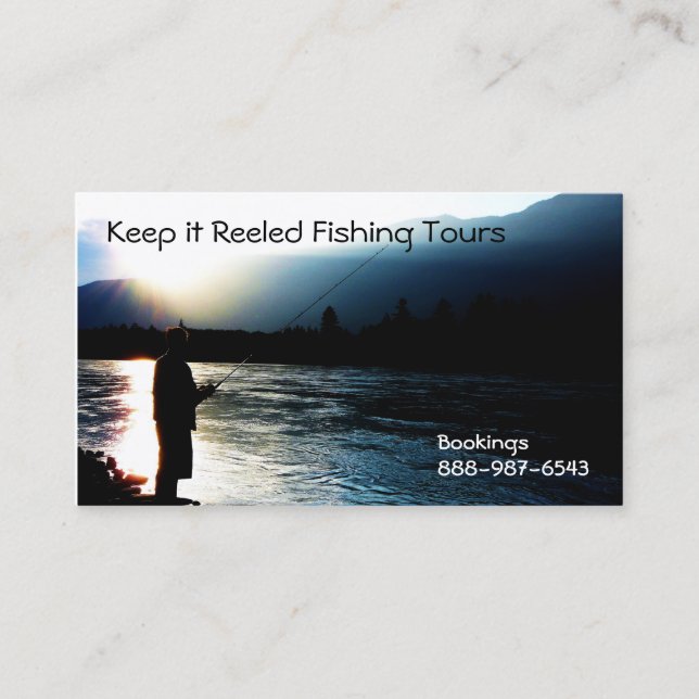 Fisherman Silhouette Fishing Guides Biz Business Card (Front)