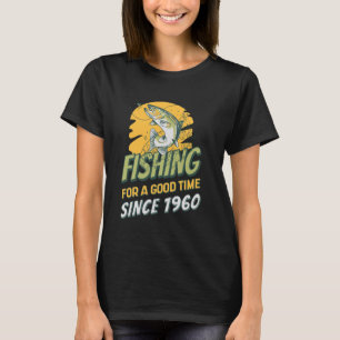 Fisherman Since 1960 Angler 65th Birthday Fishing T-Shirt