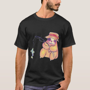 Fisherman Sloth Drawing T-Shirt