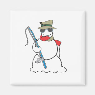 fisherman snowman magnet