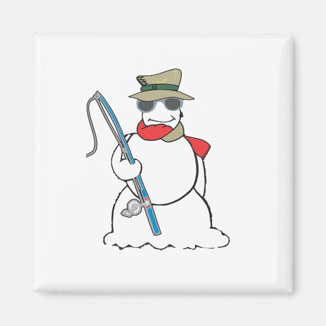 fisherman snowman magnet (Front)