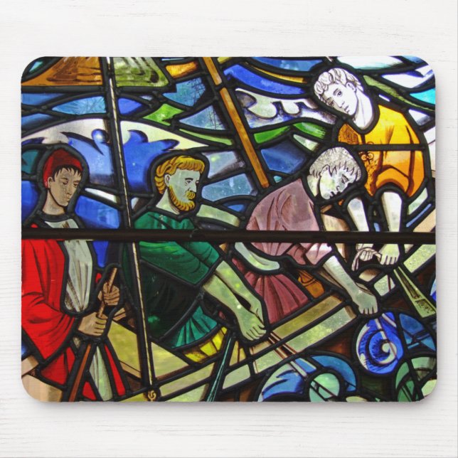 Fisherman Stained Glass Window Mousepad (Front)