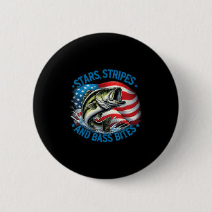 Fisherman Stars Stripes And B Bites B Fishing  6 Cm Round Badge