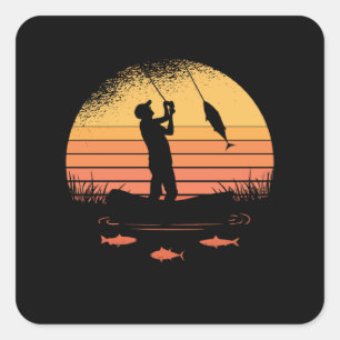 Fisherman sunset Best gift Square Sticker