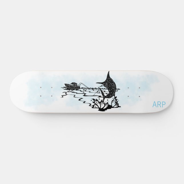*~* FISHERMAN - Sword fishing Initials Fish Skateboard (Horz)