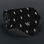 Fisherman Tackle Bait Monogram Initial Black White Tie<br><div class="desc">Reel in the perfect blend of style and passion with our Novelty Fisherman Tie, a distinctive accessory that seamlessly marries sophistication with the thrill of the fishing expedition. This tie features an artfully designed illustration of a dedicated fisherman wielding his fishing rod, capturing the essence of the sport, and allowing...</div>