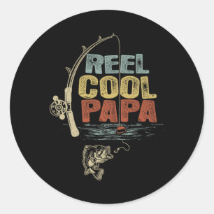 Fisherman Vintage Reel Cool Papa  Classic Round Sticker