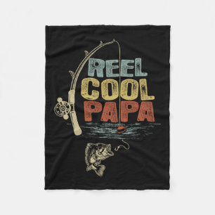 Fisherman Vintage Reel Cool Papa Fleece Blanket