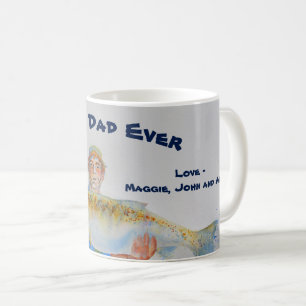 Fisherman watercolor Best Dad Ever Coffee Mug