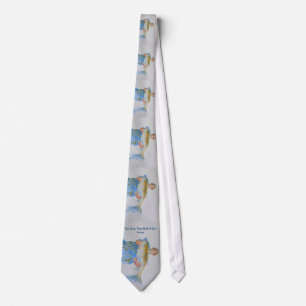 Fisherman watercolor painting fishing gift for him tie