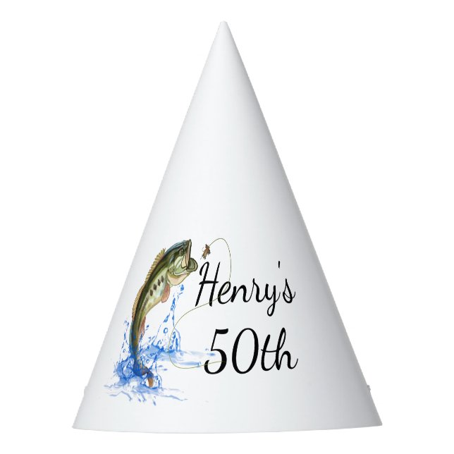 Fishermans 50th Birthday Party Party Hat (Front)