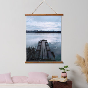 Fisherman's bridge of the Dnieper river with reeds Hanging Tapestry