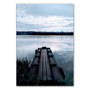 Fisherman's bridge of the Dnieper river with reeds Table Number