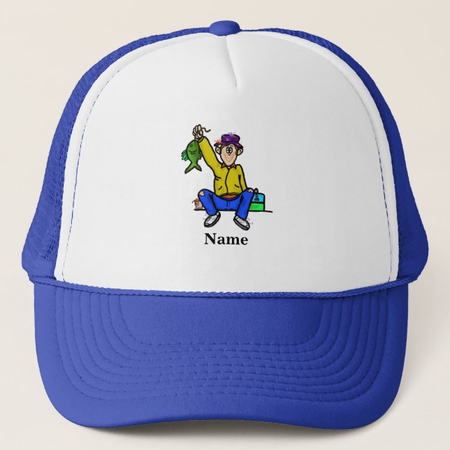 Fisherman's Catching Fish Hat  Customise Name (Front)