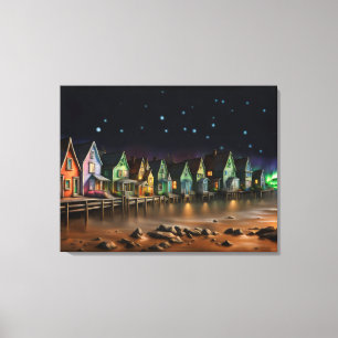 Fisherman's Cove At Night Canvas Print