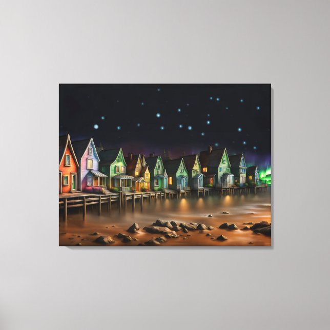 Fisherman's Cove At Night Canvas Print (Front)