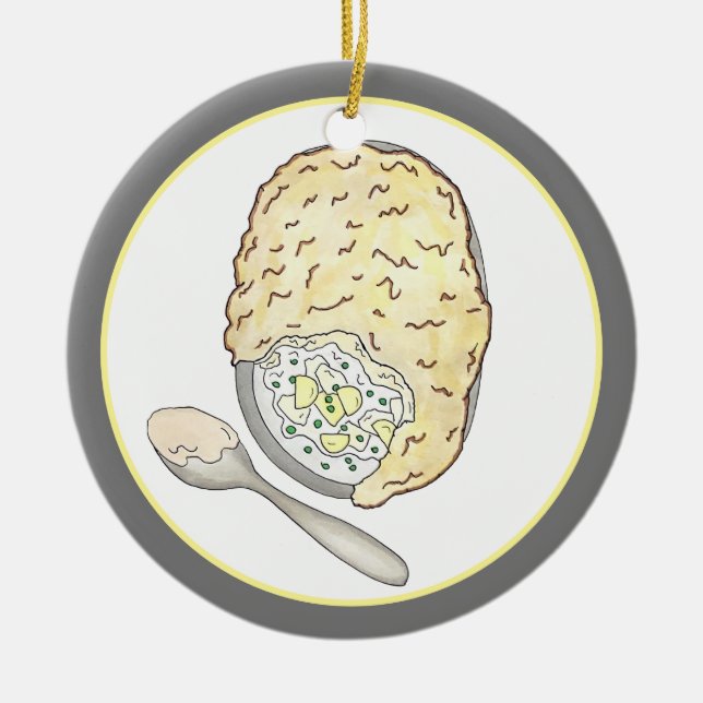 Fisherman's Fish Pie UK British Pub Food Cuisine Ceramic Tree Decoration (Front)