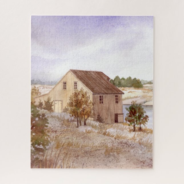 Fisherman's House Norway Coast Watercolour Jigsaw Puzzle (Vertical)