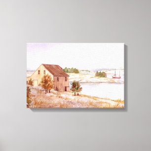 Fisherman's House Watercolor Canvas Print