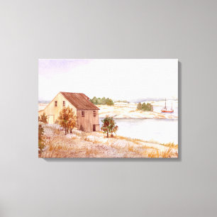 Fisherman's House Watercolor Canvas Print