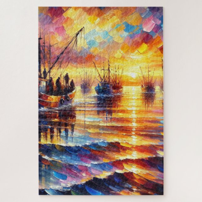 Fishermans retrieve at sunrise . jigsaw puzzle (Vertical)