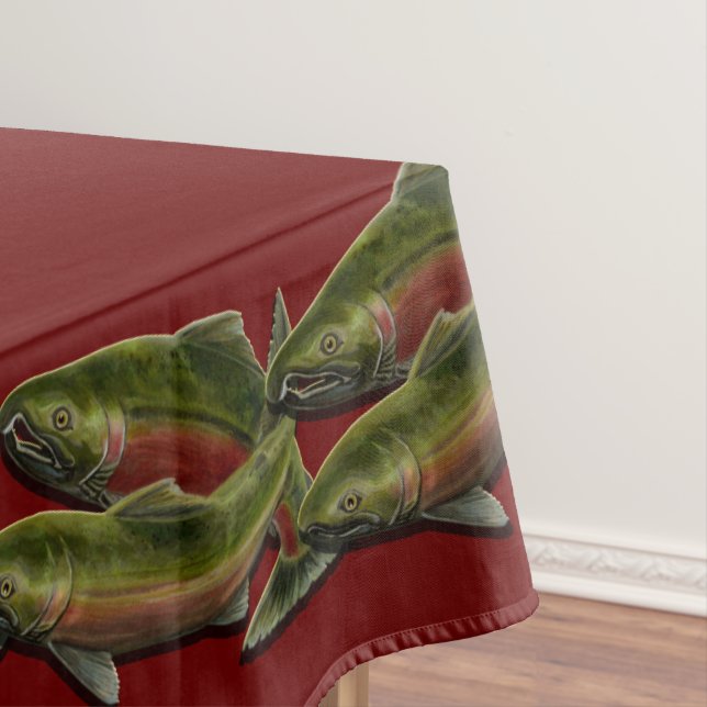 Fisherman's Table Cloth Coho Salmon Fish Decor (In Situ)