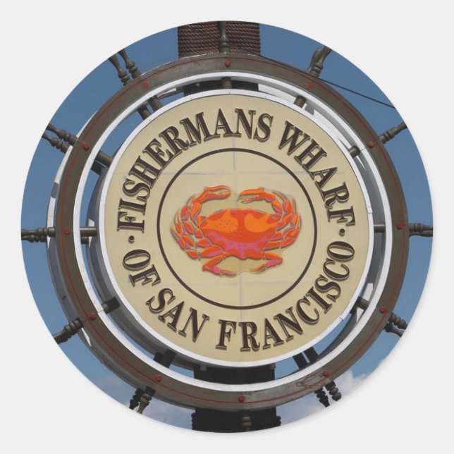Fisherman's Wharf Sign Classic Round Sticker (Front)