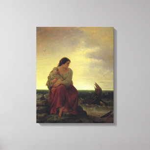 Fisherman's Wife Mourning on the Beach Canvas Print