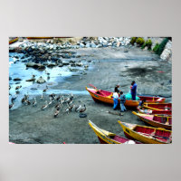 Fishermen and pelicans, Valparaiso, Chile