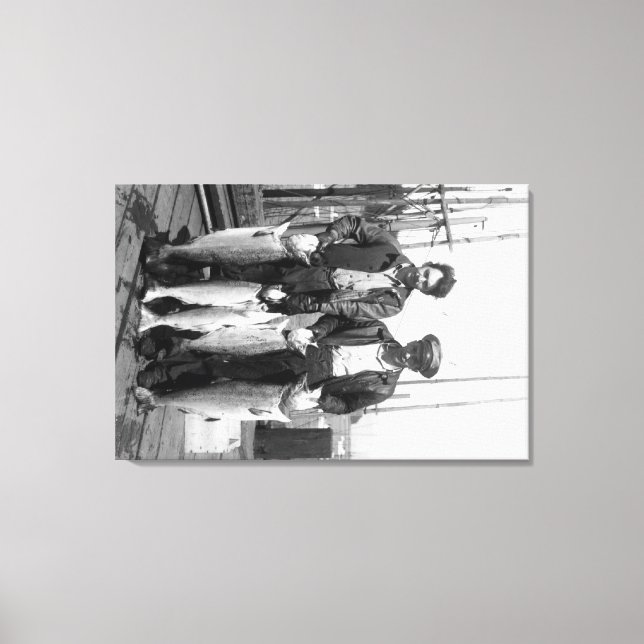 Fishermen and Salmon on Docks, Washington Canvas Print (Front)