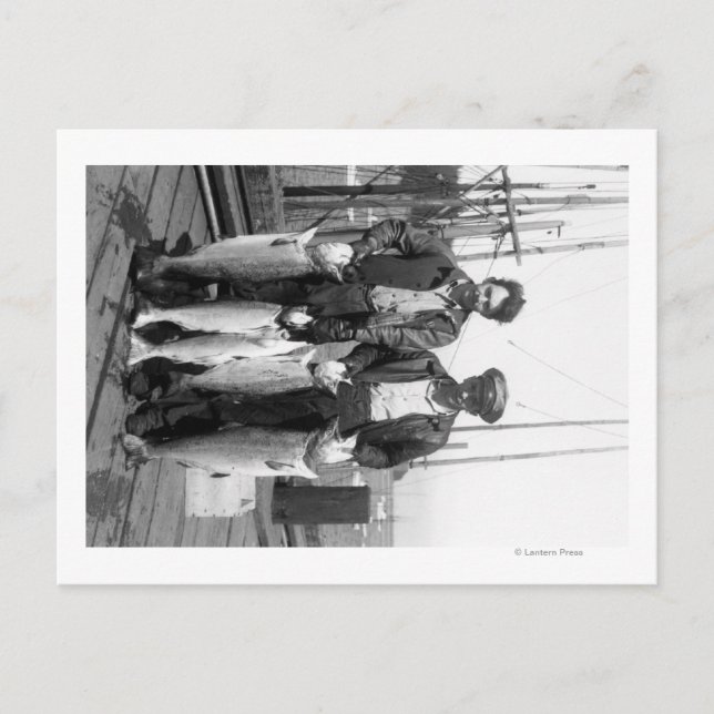 Fishermen and Salmon on Docks, Washington Postcard (Front)