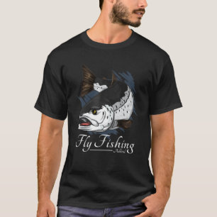 Fishermen Art Salmon Trout Addicted Joke Fly Fishi T-Shirt