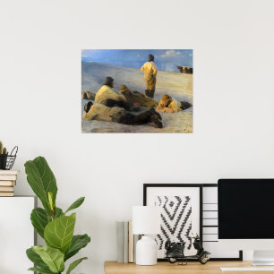Fishermen at Skagen Beach by Peder Severin Kroyer Poster