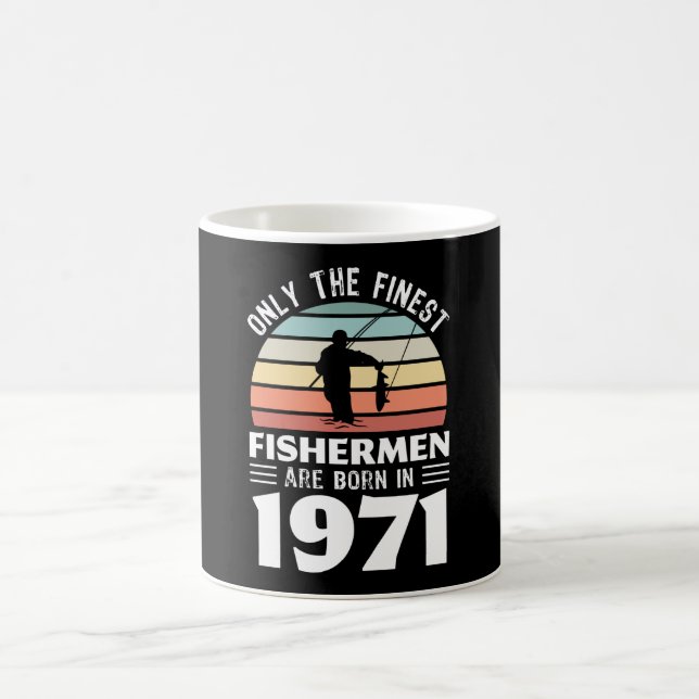Fishermen born in 1971 50th Birthday Fishing Gift Coffee Mug (Center)